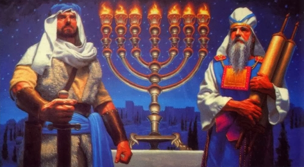 Judah Maccabee — the Hammer — moves to rededicate the temple and rekindle the temple menorah. 