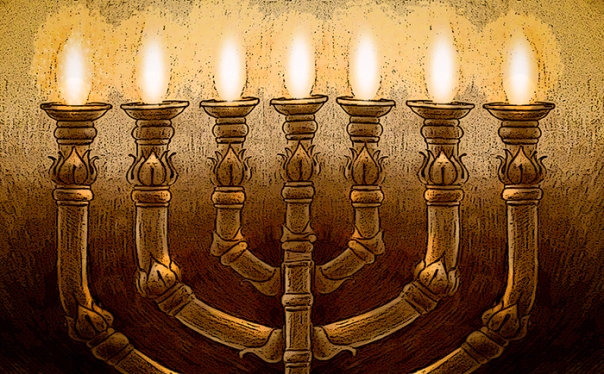 The Temple Menorah, drawing by Ron Cantrell 